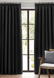 Dawn (Blackout) Pencil Pleat, Black - Ready Made Curtains